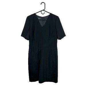 Lafayette 148 New York Women's Midi Dress Textured Short Sleeve Black Size 10